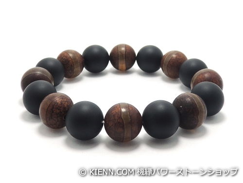 エスニックブレスレット・アジアンパワーストーン(メンズ) 西蔵天珠(紅朱砂一線)AAAA12粍 オニキス(無光沢)AAAA(8月生まれ落ちる日石)12粍 御役目運・金運 [大きさ選べる][日本製][貨物輸送無料] (11958)
