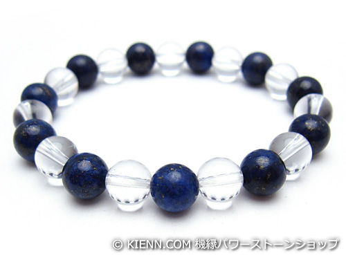パワーストーンブレスレット ラピスラズリAAAA(9月誕生日石)8ミリ クリスタル(水晶)AAAAA最高品質(4月誕生日石)8ミリ 開運 [サイズ選べる][日本製][送料無料] (10684)｜機縁パワーストーンショップ