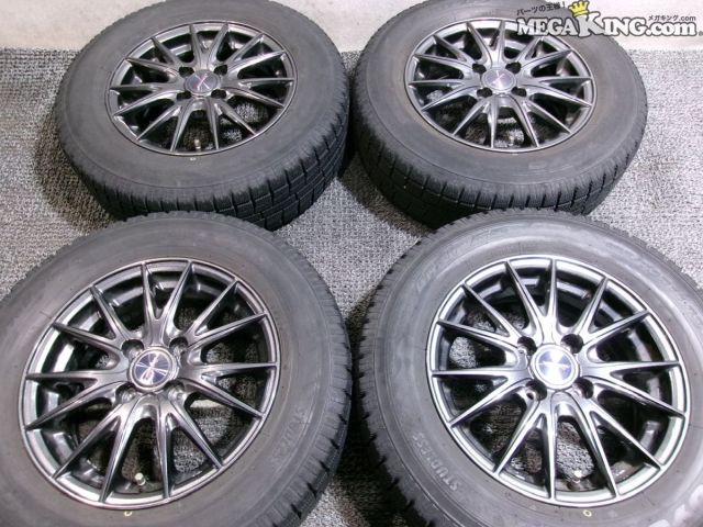 【中古】Weds ウェッズ VELVA SRPOT Z 14インチホイール 5.5J+38 4穴 PCD100 スタッドレス TOYO GARIT G5 185/70R14 4本 ルーミー 等 / S12-246