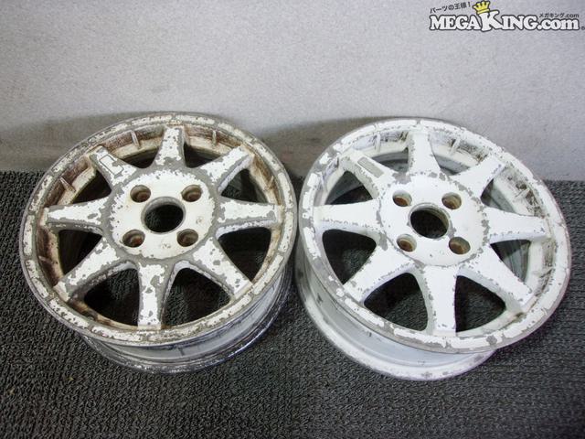 【中古】★希少★タケチプロジェクト RALLY HART ラリーハート 15インチホイール 6J+45 4穴 PCD114.3 2本 旧車 / 4R12-313｜メガキングドットコム