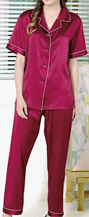 楽天市場 19匁シルク100 パジャマ 半袖 赤紫色 無地 絹100 レディース ｌｌパープル 送料無料 母の日 敬老の日 プレゼント ギフト Smtb Kd 楽ギフ 包装選択 あす楽対応 Rcp 紳士用と合わせてペアパジャマに シルク専門店 きごころ屋