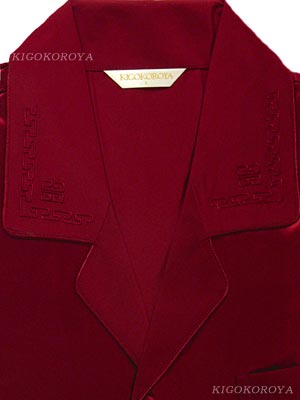 【L　ワインレッド】【 アウトレット 】 シルク パジャマ メンズ 長袖 16.5匁シルク100％ 【 雷文 柄 金色 灰色 】 絹100% 紳士 ルームウェアー 【 送料無料 】 対応 sale 値下げ 割引 特価 セール 在庫処分 アウトレット 訳あり