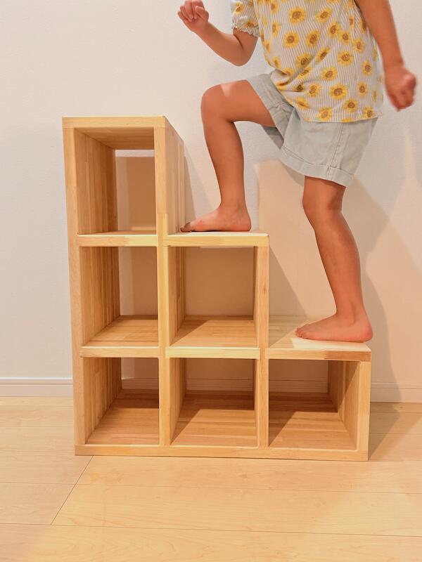 キッズ上がり段仕合わせ 木製 3段｜登れる納める棚 ピクチュアブック棚 遊び道具納める 足取り仕合わせ 生まれながら木 大きさ選りわける可