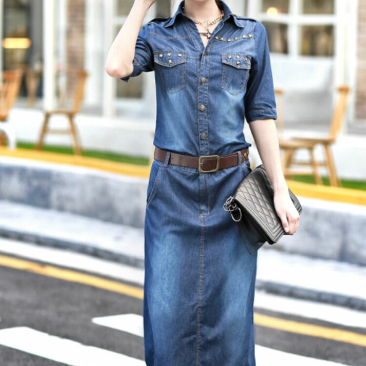 maxi denim shirt