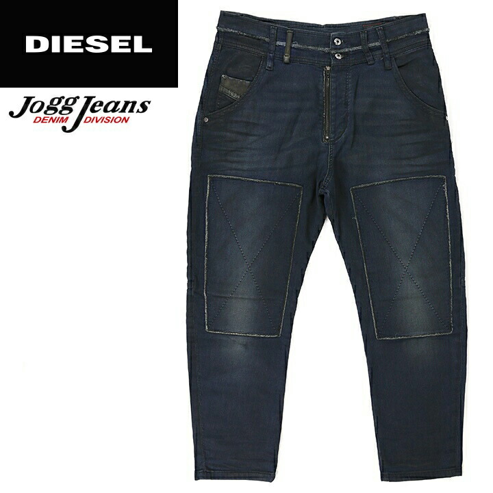 海外最新 Diesel ディーゼル メンズ ユーズド加工 ニーパッチ ストレッチ クロップド スウェットデニム ジョグジーンズ デニム パンツ Narrot Spt Ne W26 34 ダークインディゴ Die M P 90 542 メーカー希望小売価格50 600円 宅送 Www