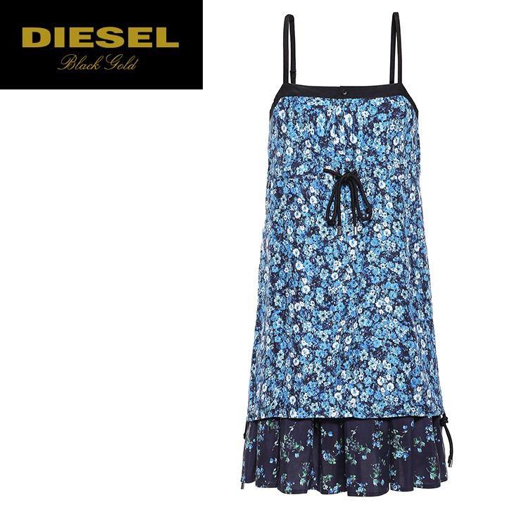 レディースファッション ワンピース Diesel メーカー希望小売価格68 0円 キャミソールワンピース Depolitan サイズ36 40 ネイビー系 Die L T 603 シルク 総柄 レディース 小花柄 ブラックゴールド ディーゼル Gold Black てなグッズや