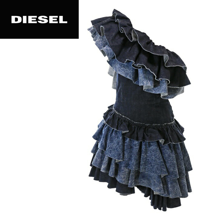 税込 ドレス ティアード フリル 切替 レディース デニム地 ディーゼル Diesel ワンショルダー メーカー希望小売価格0 0円 ミニワンピースドレス De Ren サイズxs M ダークインディゴ Die L T 274 Dgb Gov Bf