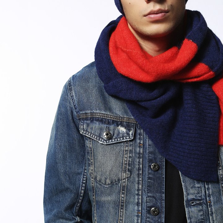 Diesel ディーゼル メンズ レディース ニットマフラー ウール混 マフラーセット ニットキャップ 帽子 ニット帽 男女兼用 バイカラー