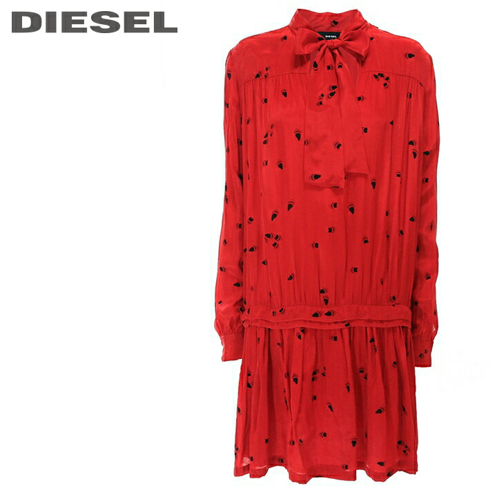 楽天市場 Diesel ディーゼル レディース 薄手 レーヨン サテン 足跡柄 長袖 ミニワンピース D Nielle サイズxs M レッド Die L T A8 159 メーカー希望小売価格38 500円 Brand Outlet キイロヤドゥーエ