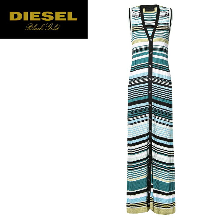 期間限定特価 楽天市場 Diesel Black Gold ディーゼル ブラックゴールド レディース ボーダー柄 スレンダーライン ノースリーブ ロング丈 マキシニットワンピース Dellery J サイズxs S ブルー系 Die L T B4 548 メーカー希望小売価格90 0円
