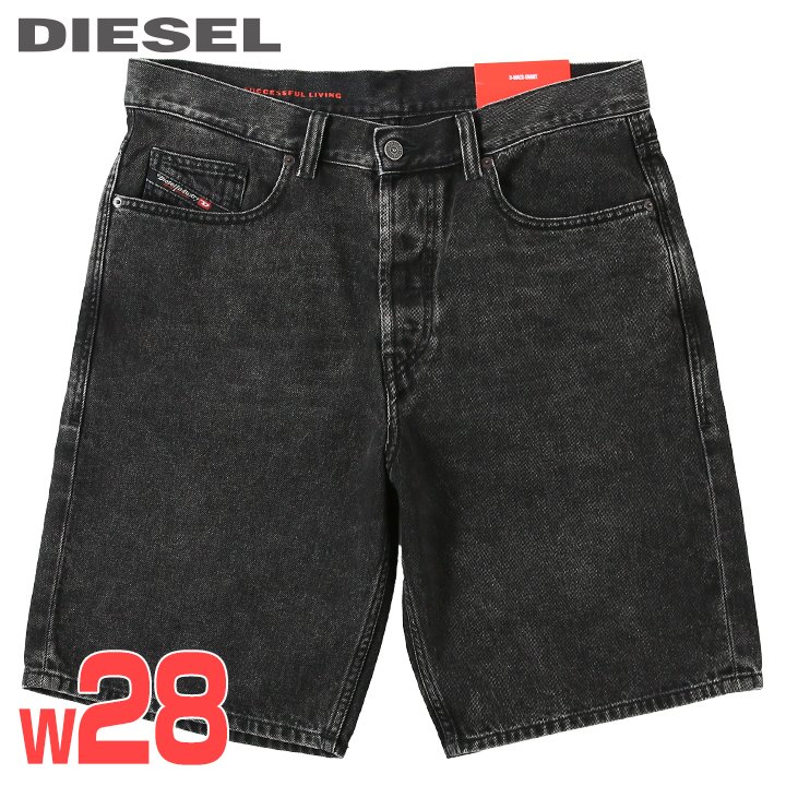 DIESEL ディーゼル レザーショートパンツ ブラック 26 B8179 P-CROW-BLEACH Sweat shorts with bleached logo｜マルチカラー