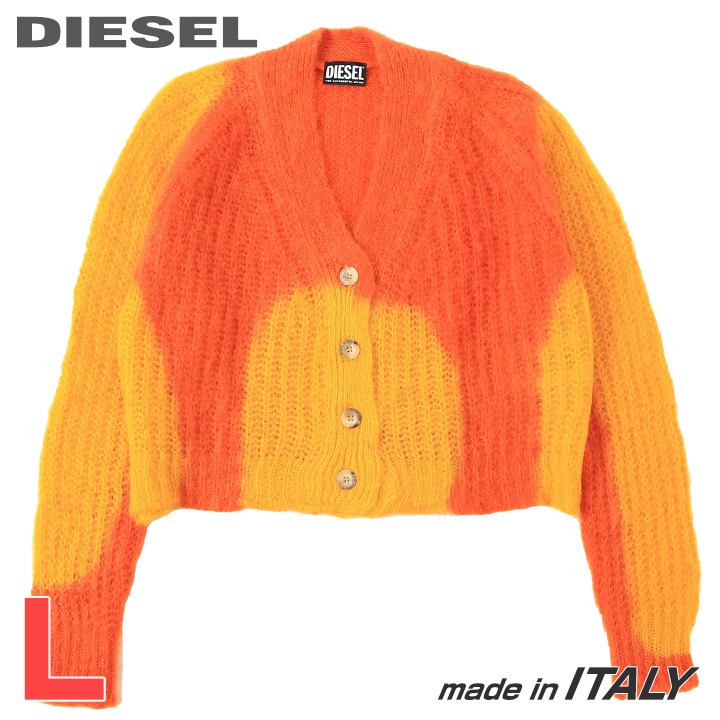 ★DIESEL ディーゼル レディース★モヘア混 羊毛混 レギュラー相応う 長袖編み物ジレー【M-ILLY】【大いさL】【オレンジ色】die-l-t-f8-372 《製造会社願望すること受け売り通貨価値61,600円》