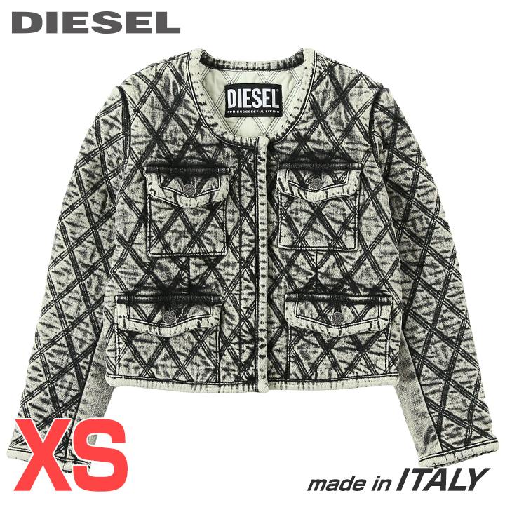 ★DIESEL ディーゼル レディース★ヴィンテージウォッシュ加工 ノーカラー キルティングデニムジャケット【DE-VELOP-FS】【サイズXS】【ブラック系】die-l-o-f8-60d 《メーカー希望小売価格149,600円》｜BRAND OUTLET キイロヤドゥーエ 9,728円