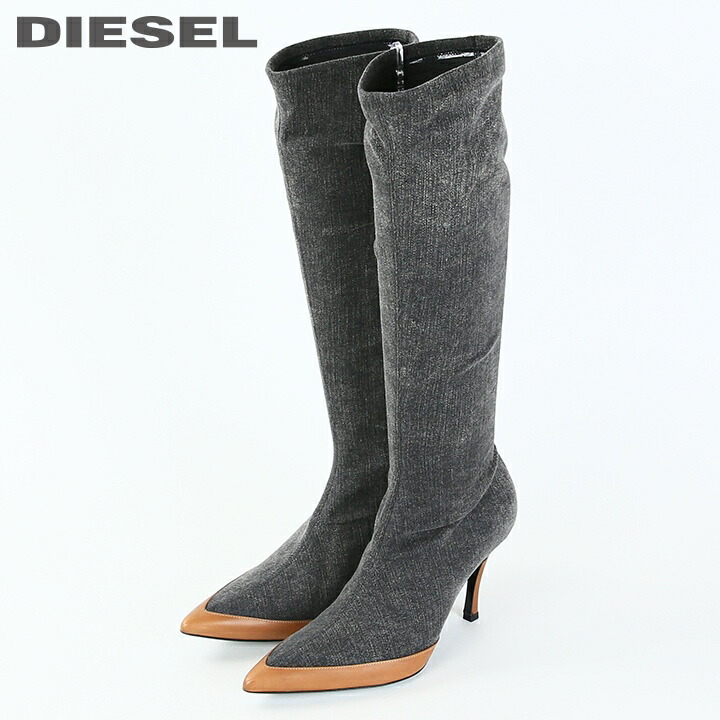 DIESEL ウエスタン調 コーティング加工デニム ウェッジソール 39サイズ DIESEL ウエスタン調 コーティング加工デニム ウェッジソール 39