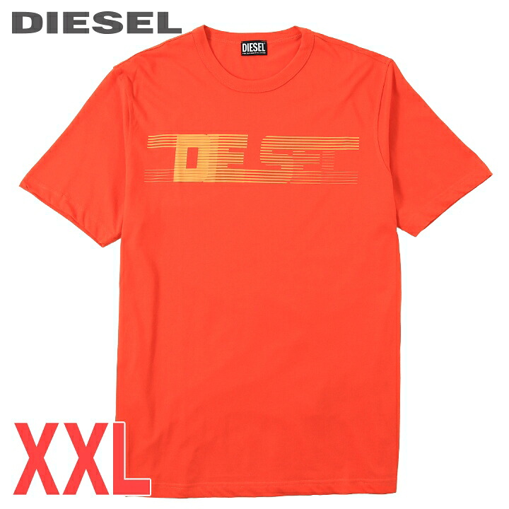 ■DIESEL ディーゼル メンズ■ロゴプリント レギュラーフィット 半袖Tシャツ カットソー【T-JUST-E19】【サイズXXL】【オレンジ】die-m-t-f8-21v 《メーカー希望小売価格15,400円》