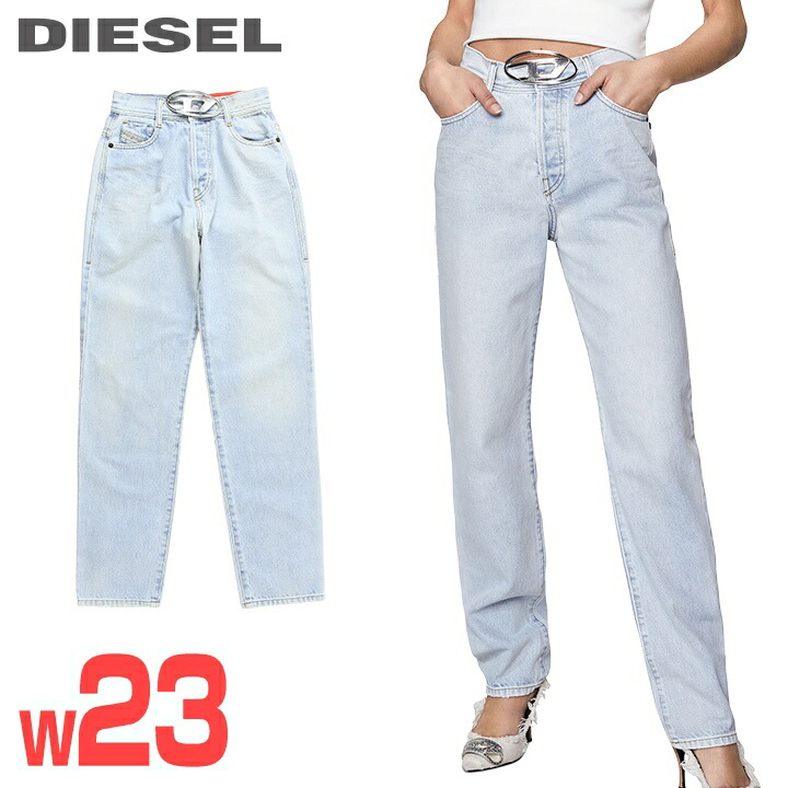★DIESEL ディーゼル レディース★オーバルDロゴメタルパーツ ヴィンテージウォッシュ加工 レギュラーフィット ストレート ジーンズ デニム パンツ【1956-FS】【W23L30】【ライトインディゴブルー】die-l-p-f8-66k 《メーカー希望小売価格46,200円》 7,992円