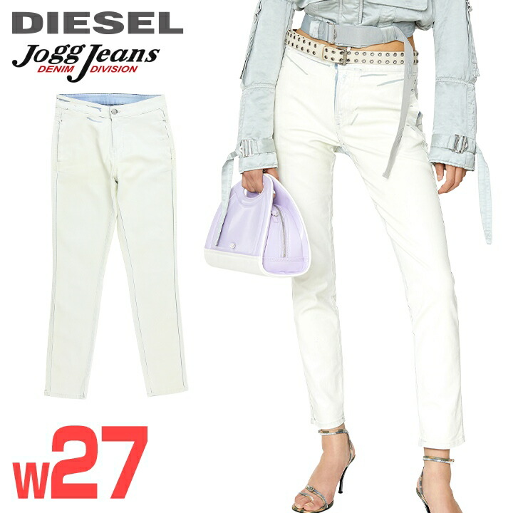 ★DIESEL ディーゼル レディース★ペイントコーティング加工 ストレッチ スキニー スウェットデニム ジョグジーンズ パンツ【D-TAIL-SP2-NE】【W27】【ホワイト】die-l-p-f8-6c1 《メーカー希望小売価格63,800円》
