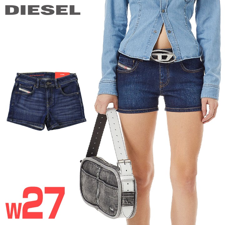 ★DIESEL ディーゼル レディース★ワンポイントロゴタイプ刺しゅう 美伸ばすこと デニム デニムショートパンツ【DE-LYLA-SHORT】【W27】【ダークインディゴブルー】die-l-p-f8-6c6 《製造業者願望すること受け売り必要経費27,500円》