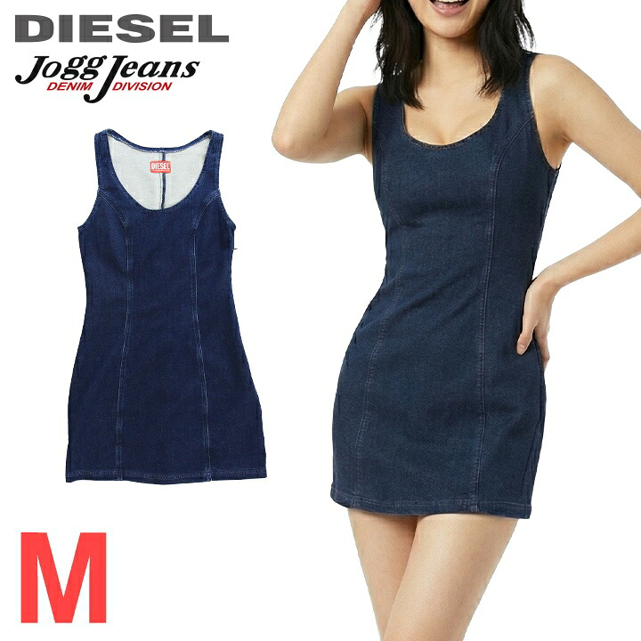 ★DIESEL ディーゼル レディース★ワンポイントロゴタイプ スウェットデニム ジョグジーンズ ノースリーブミニワンピース【D-VENUS-NE】【大きさM】【ダークインディゴブルー】die-l-t-f8-6h3 《製造会社願望すること受け売り必要経費37,400円》