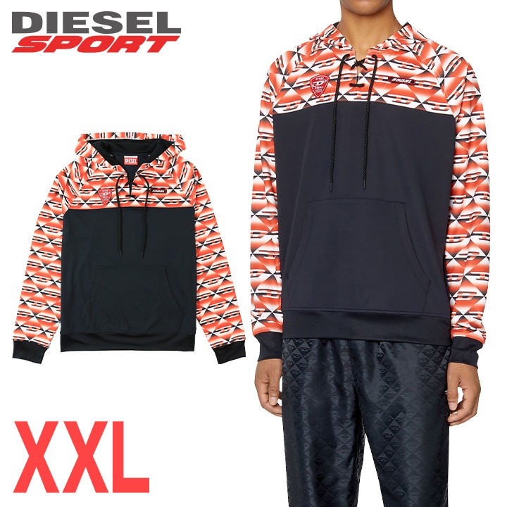 ■DIESEL SPORT ディーゼル運動競技 メンズ■55DSL 吸汗速乾 プルオーバー原料品 うつり変わり スウェットパーカー【AMST-ZONNIE-HT20】【大きさXXL】【黒いこと×赤いこと】die-m-t-f8-75w 《製造業者願望すること受け売り通貨価値35,200円》