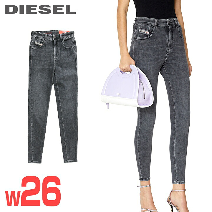 ★DIESEL ディーゼル レディース★ヴィンテージウォッシュ加工 ストレッチ スーパースキニー アンクル丈 ジーンズ ブラックデニム パンツ【1984-SLANDY-HIGH】【W26L32】【ブラック】die-l-p-g4-419 《メーカー希望小売価格35,200円》