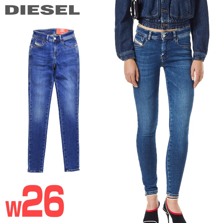 ★DIESEL ディーゼル レディース★ウォッシュ加工 スーパーストレッチ スーパースキニー ジーンズ デニム パンツ【2017-SLANDY】【W26L32】【インディゴブルー】die-l-p-g4-433 《メーカー希望小売価格34,100円》