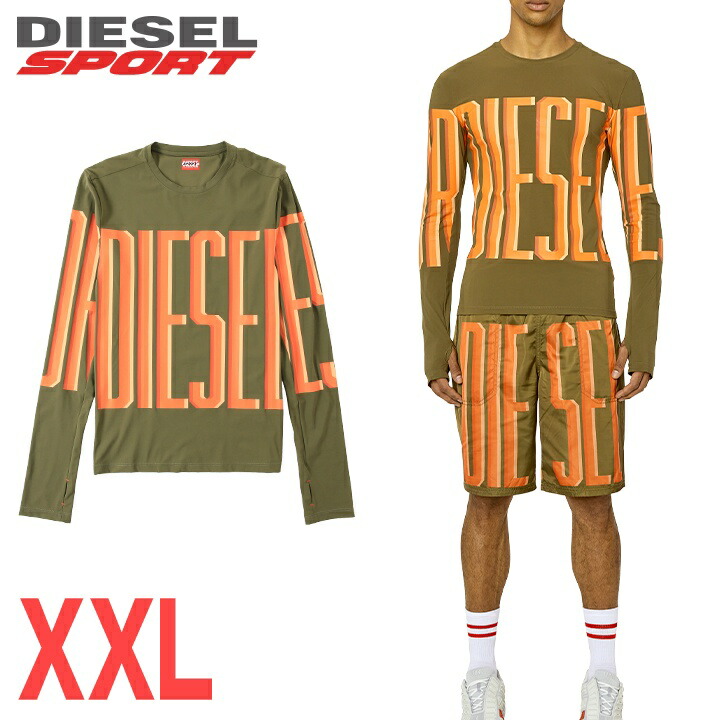 ■DIESEL SPORT ディーゼル運動競技 メンズ■ロゴタイプ刷り上げる 吸汗速乾 形づくる 長袖ティーシャツ カットソー【AMTEE-LAUREN-WT17】【大いさXXL】【カーキオリーブ×オレンジ色】die-m-t-g4-559 《製造会社願望すること受け売り通貨価値23,100円》