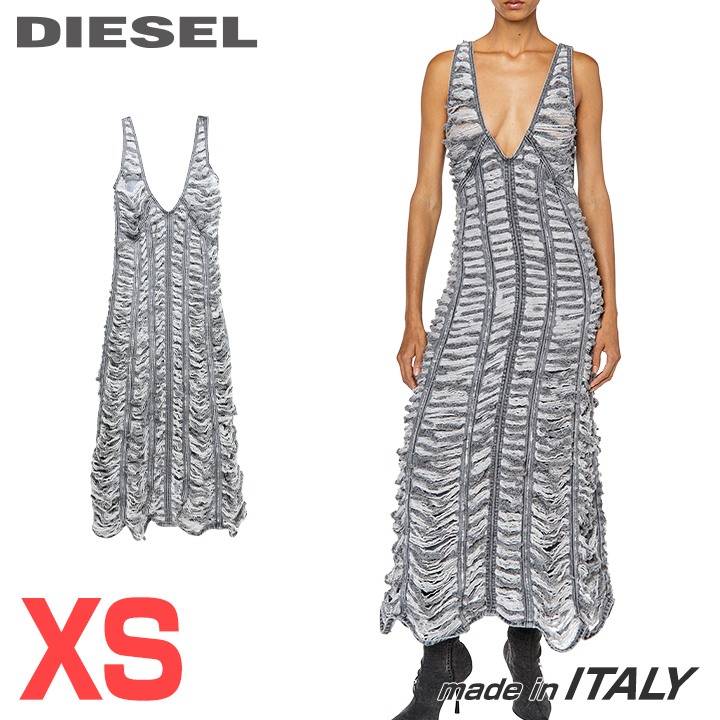 ★DIESEL ディーゼル レディース★デストロイダメージ製作 深V ノースリーブ デニムマキシワンピース【DE-ARIE-FSC】【大きさXS】【薄墨色】die-l-t-g4-498 《製造業者願望すること受け売り必要経費275,000円》