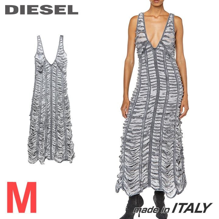★DIESEL ディーゼル レディース★デストロイダメージ処理 深V ノースリーブ デニムマキシワンピース【DE-ARIE-FSC】【大いさM】【薄墨色】die-l-t-g4-49a 《製造業者願望すること請け売り必要経費275,000円》 レディースファッション-ワンピース