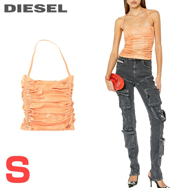 ★DIESEL ディーゼル レディース★上塗り産業 か細い相応う オーバルD金属元素ロゴタイプ ホルターネックキャミソール【T-DRU】【大きさS】【オレンジ色】die-l-t-g4-271 《製造会社願望すること受け売り必要経費27,500円》