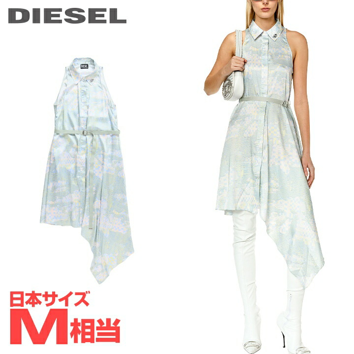 ★DIESEL ディーゼル レディース★非相称 総柄 A伝達ルート ノースリーブワンピースドレス【D-TRISA-AOP】【大いさ42】(M好いかげんに)【薄墨色系】die-l-t-g4-2kf 《製造業者願望すること請け売り必要経費53,900円》 ワンピース-レディースファッション