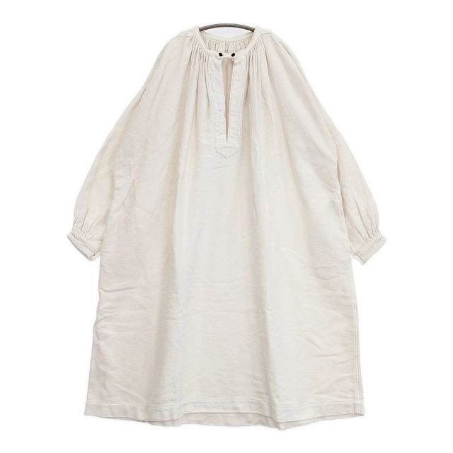 OUTIL ROBE DOYE スモッグギャザー 綿織物 旗がしら 衣装 キナリ ベージュ レディース ウティ【中古】6-0226M