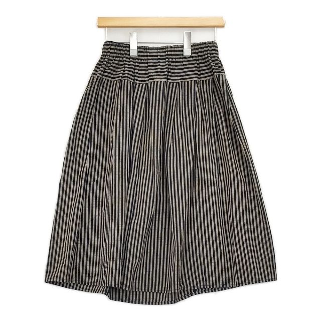 ヤンマ産業/YAMMA 棒縞 会津木綿 コットン ストライプ スカート ネイビー ベージュ レディース ヤンマ産業【中古】6-0218M