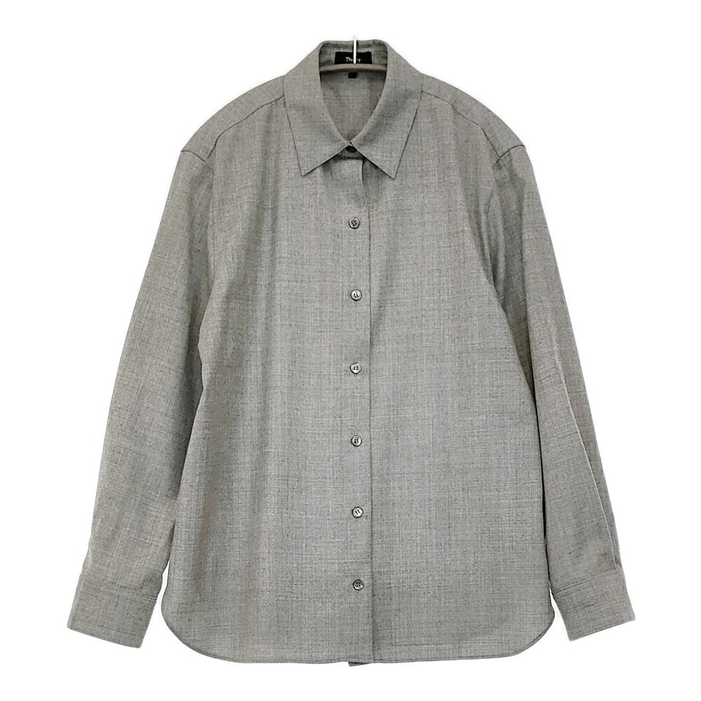 theory CLSC MENSWR SH C SLEEK FLANNEL サイズP ウール 長袖シャツ グレー レディース セオリー【中古】6-0219T