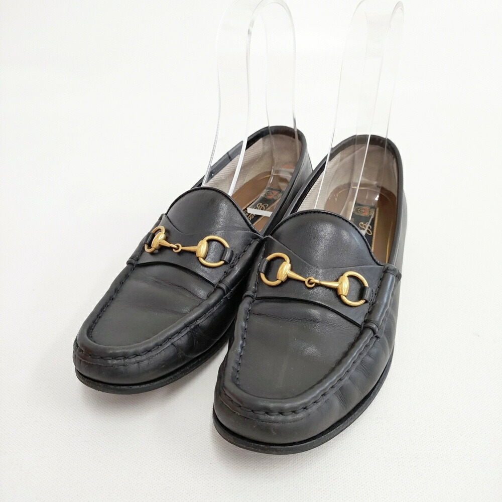 GUCCI ホースビットローファー 大きさ37.5 シューズ・靴 黒いこと レディース グッチ【中古】6-0417G