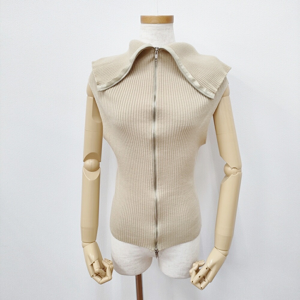 MARTIN MARGIELA 平面期 アーティザナル ドライバーズニット 白タグ オリゾンティ イタリア製 ベスト ベージュ レディース マルタンマルジェラ【中古】5-0811T