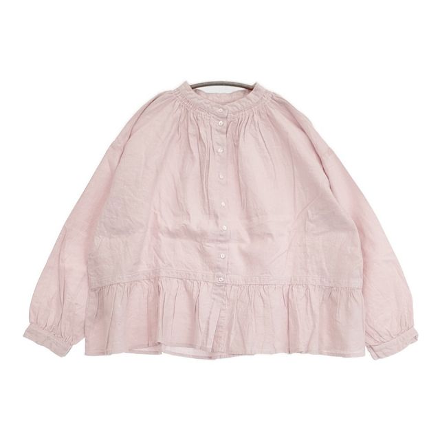 nest Robe/UpcycleLino 未当て嵌める 生まれながら染めうつり変わりギャザ ーブラウス 通貨価値25300円 01231-1303 トップ プルオーバー 23SS さくら色 レディース ネスト衣裳/アップサイクルリノ【中古】6-0518M