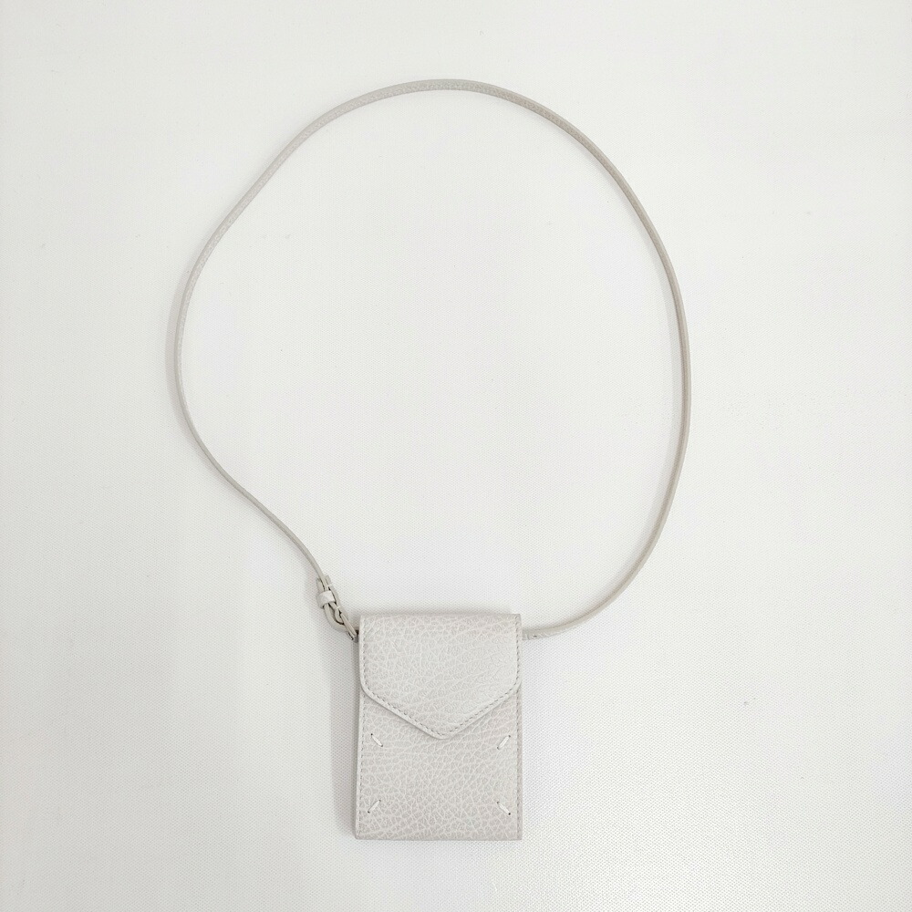 MAISON MARGIELA 未使用品 ショルダーカードケース レザー S56UI0213 カードケース ホワイト レディース メゾンマルジェラ【中古】5-0315G