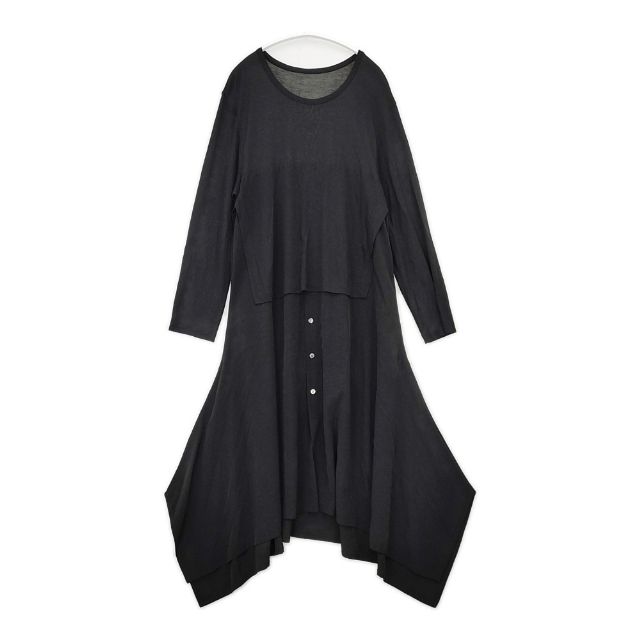 GROUND Y カットソードッキングワンピース 定価38000円 ワンピース ブラック レディース グラウンドワイ/YOHJI【中古】5-1214M