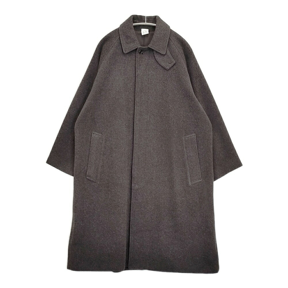 THE LIBRARY SUPER100'S WOOL MELTON BAL COLLAR COAT サイズS ステンカラーコート ブラウン系 ユニセックス ザ ライブラリー【中古】5-1228A