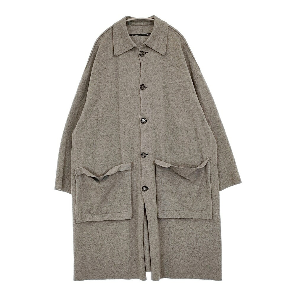 my beautiful landlet 大きさ1 羊毛カシミール ルーズシルエット ステンカラー厚地の外套 薄墨色 メンズ マイビューティフルランドレット【中古】5-1219T