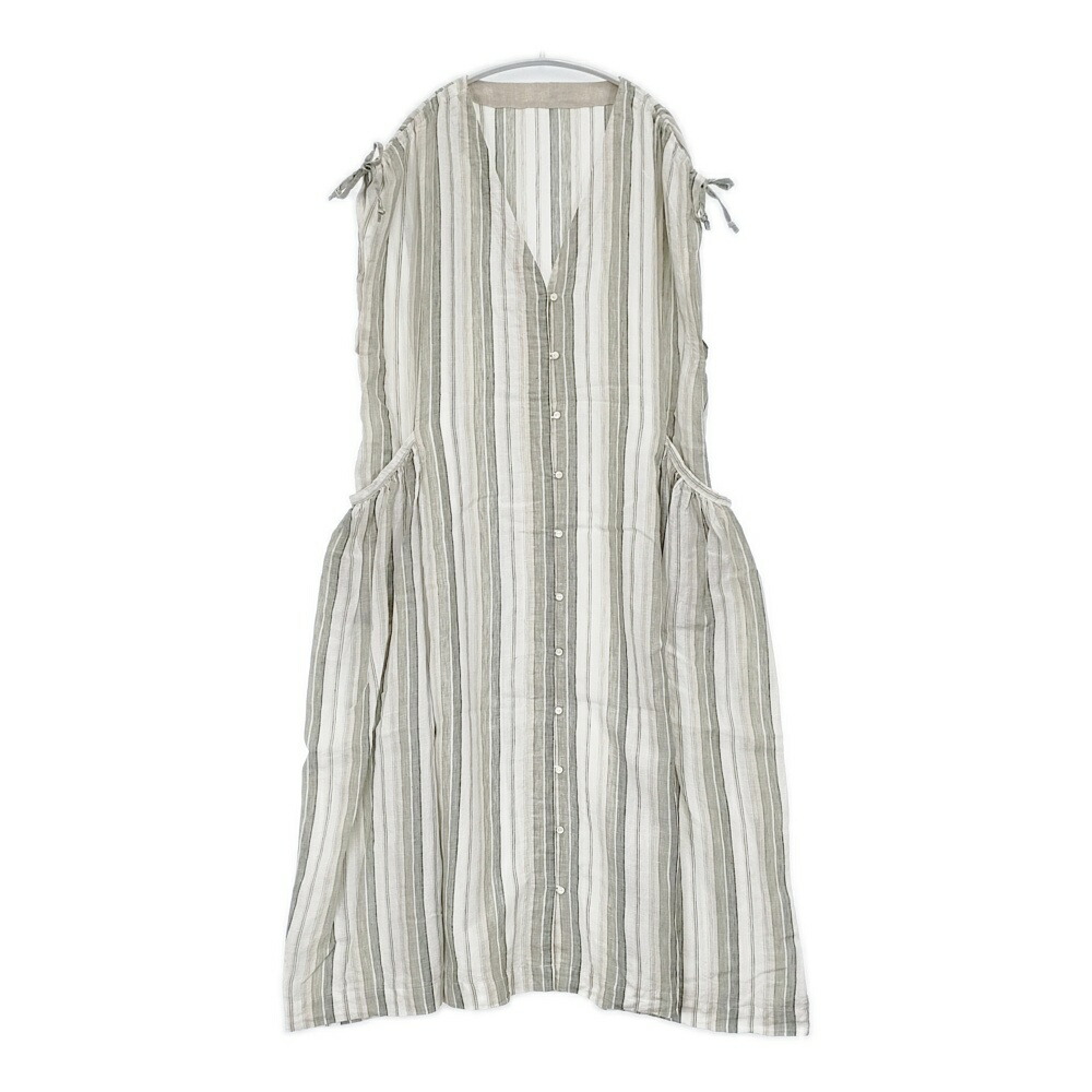 nest Robe リネンストライプジレドレス 24SS 01241-1039 大きさF 衣装 白いこと 緑であること レディース ネスト衣装【中古】6-0506S