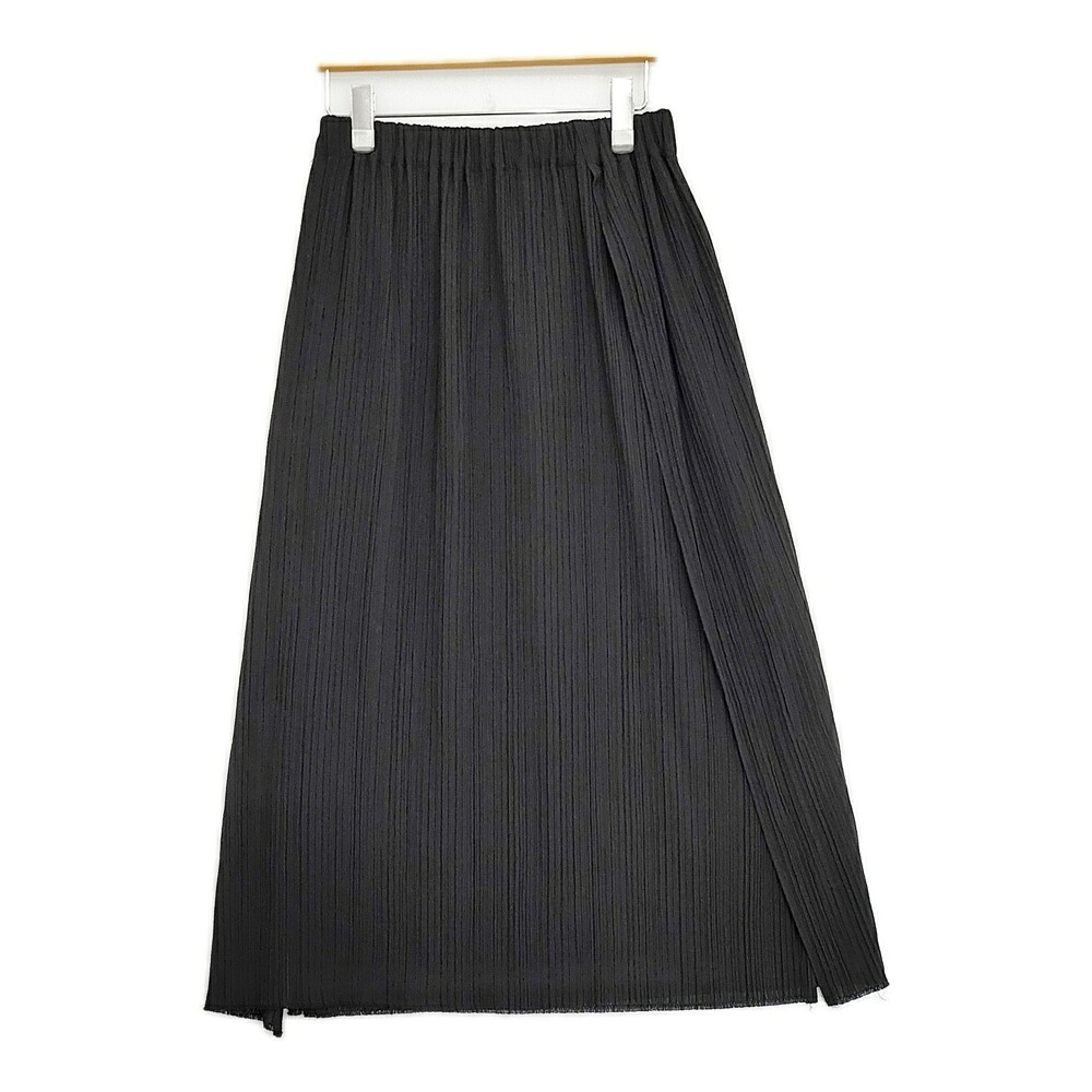 JURGEN LEHL J0141FS131 シルクウールコットン 織のプリーツ 定価59400円 日本製 ロングスカート 24SS ブラック レディース ヨーガンレール【中古】6-0428G｜ブランド古着のkiitti