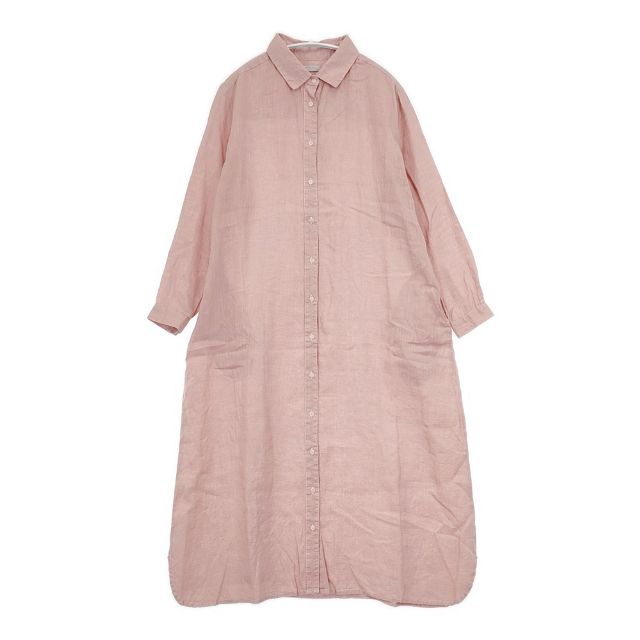 fog linen work リトアニア製 シャツワンピ リネン ワンピース ピンク レディース フォグリネンワーク【中古】6-0323M