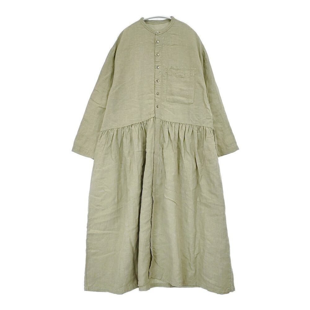 nest Robe 01221-1180 リネン近江晒 前開きシャツワンピース 日本製 サイズF ワンピース ライトグリーン レディース ネストローブ【中古】6-0609M|ブランド古着のkiitti