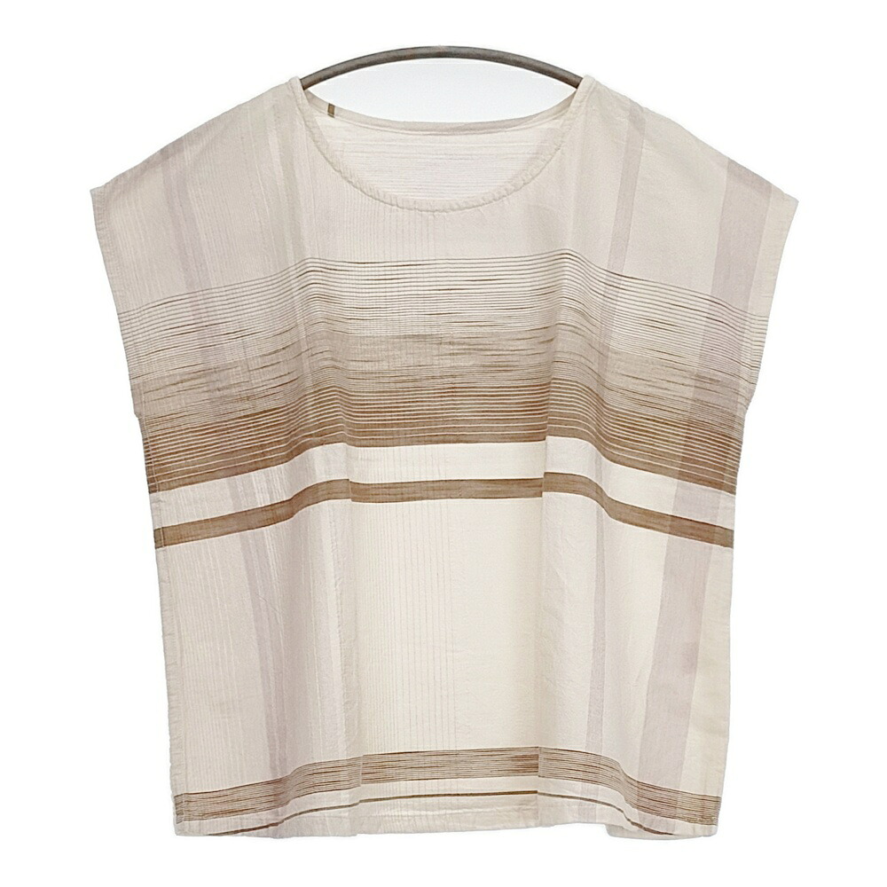 tamaki niime suton T SHORT ノースリーブ フレンチ捩り Ｔシャツ ベージュ 赤銅色 レディース 玉木新雌/タマキニイメ【中古】5-0902S