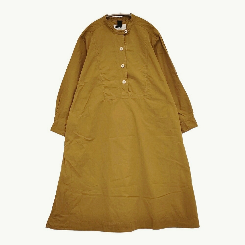 MHL. WASHED COTTON POPLIN Ochre 定価35200円 サイズ2 プルオーバーシャツワンピース 24SS ブラウン レディース エムエイチエル【中古】5-0902M