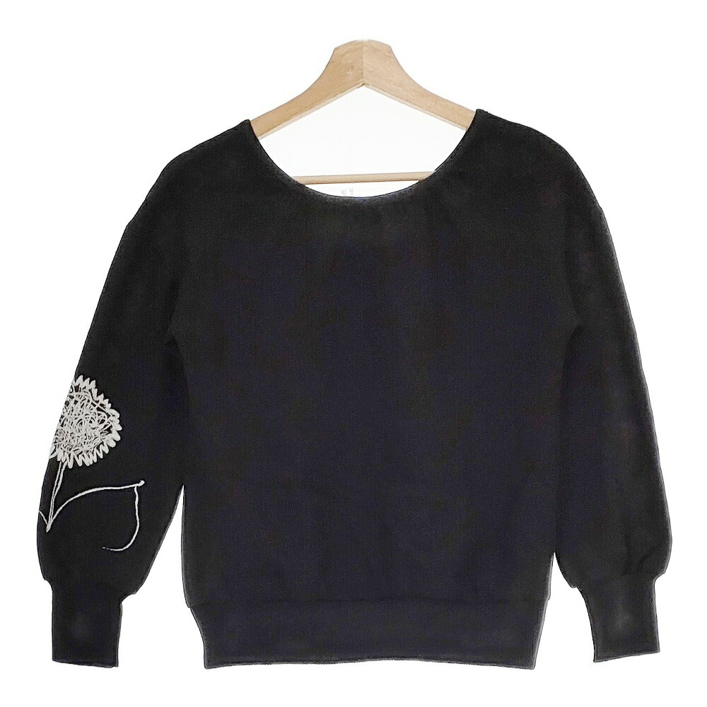 mina perhonen forest baby フロッキープリント ia1177 ウール カラー スウェット ブラック ホワイト レディース ミナペルホネン【中古】4-1216T△ 252684-01.jpg