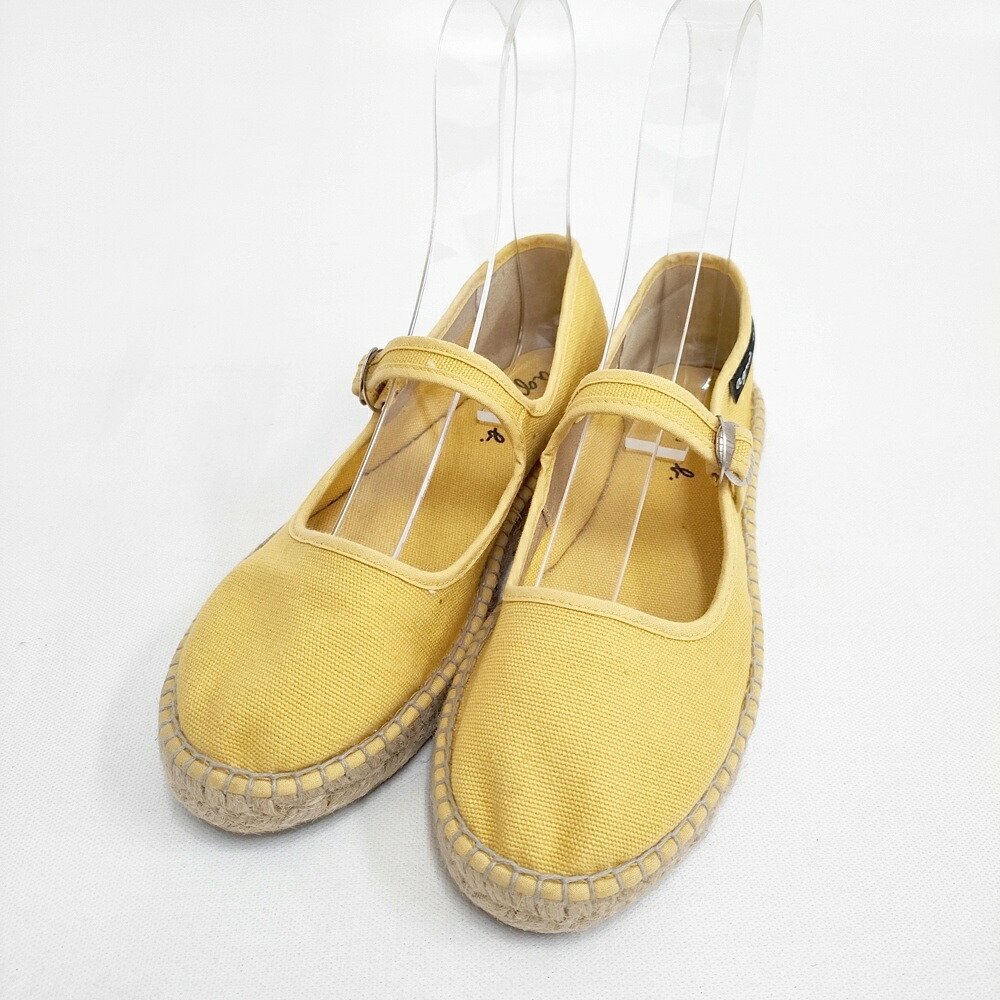 agnes b. エスパドリーユ ワンストラップ スリッポン サイズ37 シューズ・靴 イエロー レディース アニエスベー【中古】6-0214M