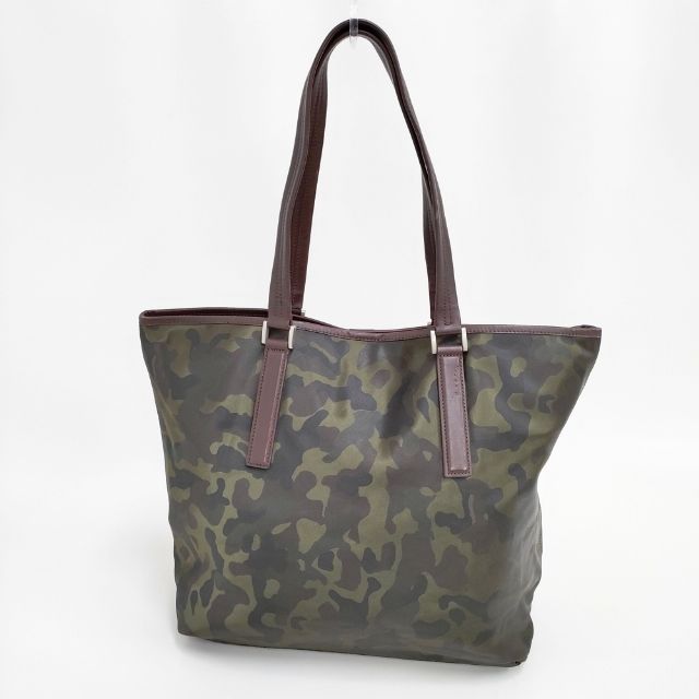 Paul Smith 迷彩 レザーハンドル ショルダーバッグ トートバッグ カーキ ブラウン メンズ ポール・スミス【中古】6-0204G